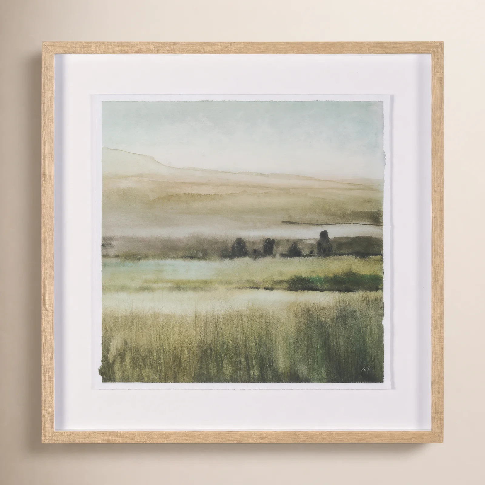 Kinlaw Fields I Hand Embellished Brown Framed Watercolor Art Print On Paper Mounted With Backing | Joss & Main
