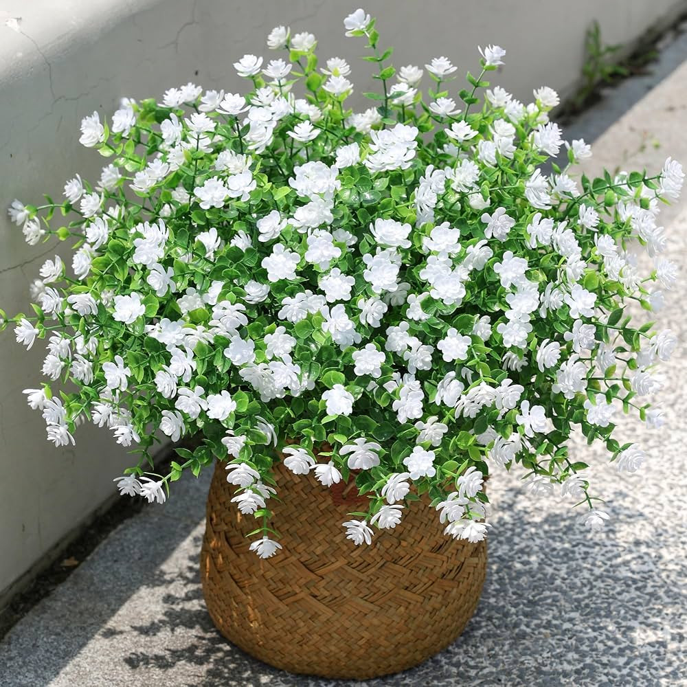 Ivydale Artificial Flowers Plants for Outdoors Spring Decoration, 12 Bundles Fake Plastic White F... | Amazon (US)