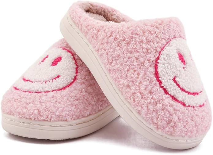 Sierlos Cute Smile Slippers for Kids Girls Boys,Happy Face Slippers Soft Plush Preppy Slippers Me... | Amazon (US)