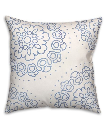 White & Light Blue Line Mandala Indoor/Outdoor Throw Pillow | Zulily