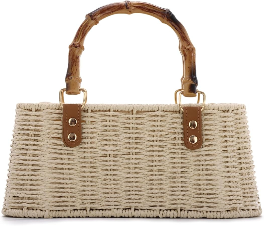 Lanpet Straw Woven Handbags Handmade Summer Beach Bags Wicker Rattan Crossbody Bag for Vacation | Amazon (US)