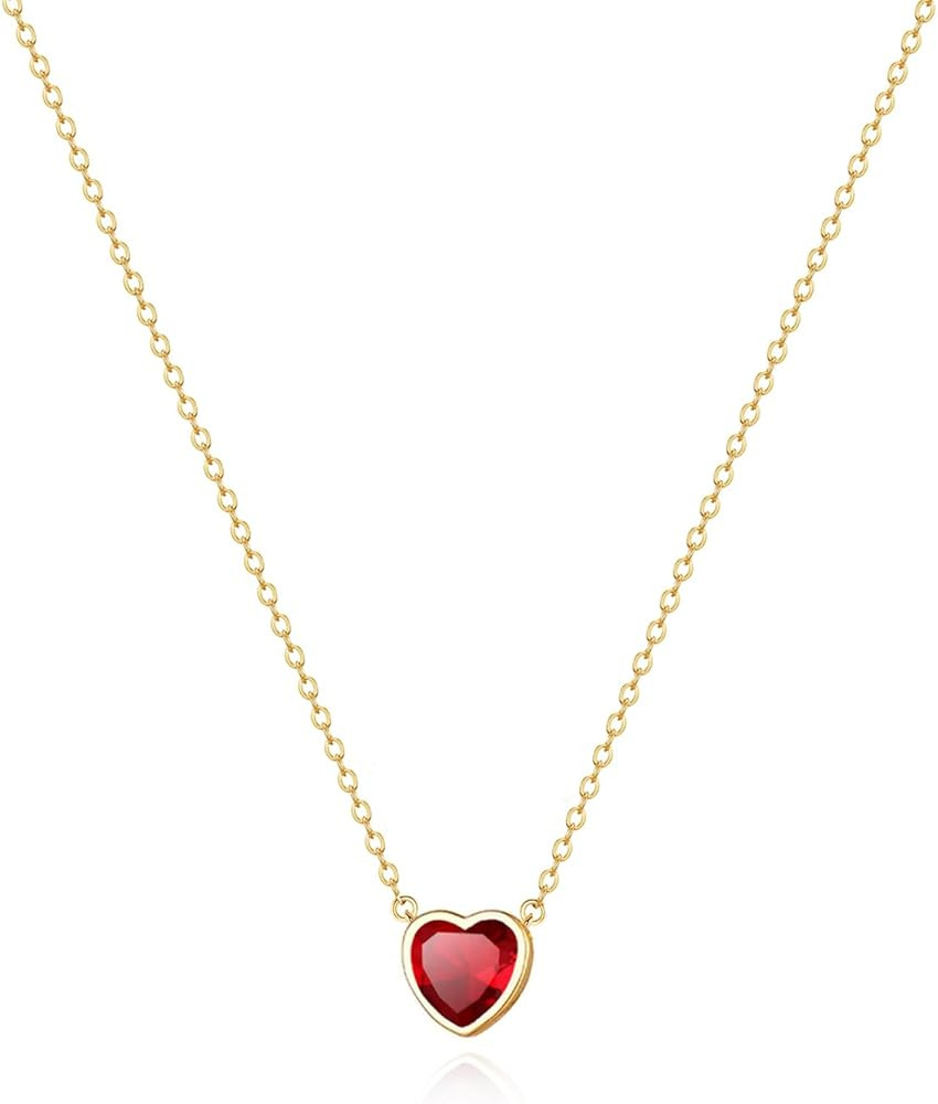 Zeffy Dainty Gold Heart Necklace for Women Trendy 14K Gold/Silver Plate Cute Heart Pendant Choker... | Amazon (US)