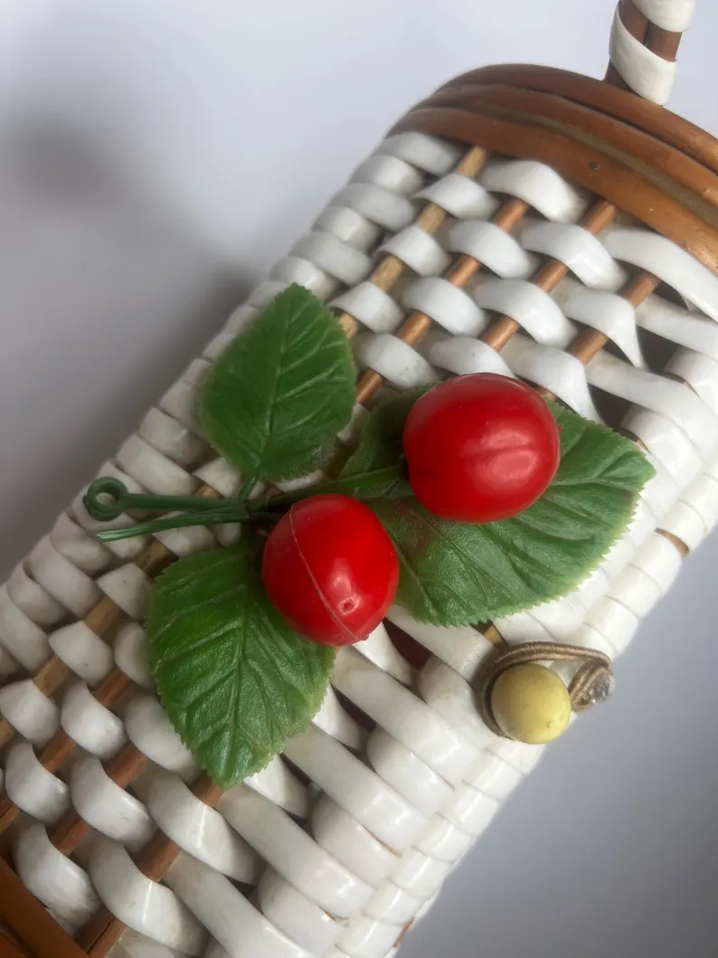 1950’s Cherry Wicker Handbag. - Etsy | Etsy (US)