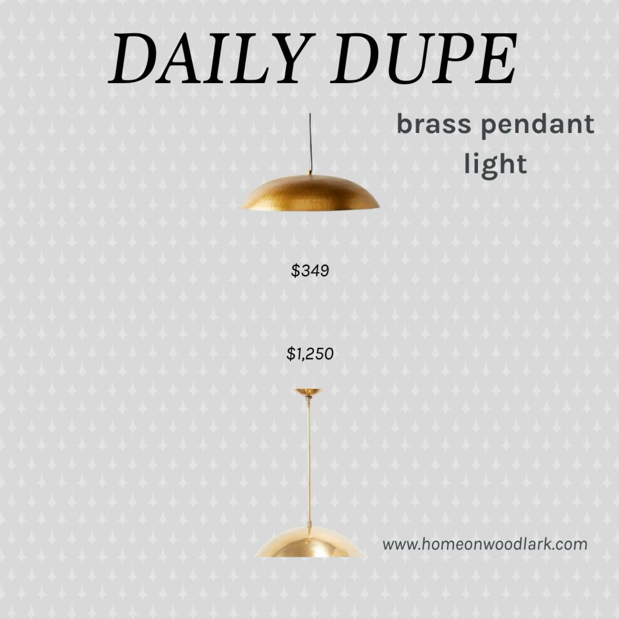 Daily Dupe:  Brass pendant light.  

CB2 pendant light.  Studio McGee pendant light.  
Lighting.  

#LTKhome #LTKfamily