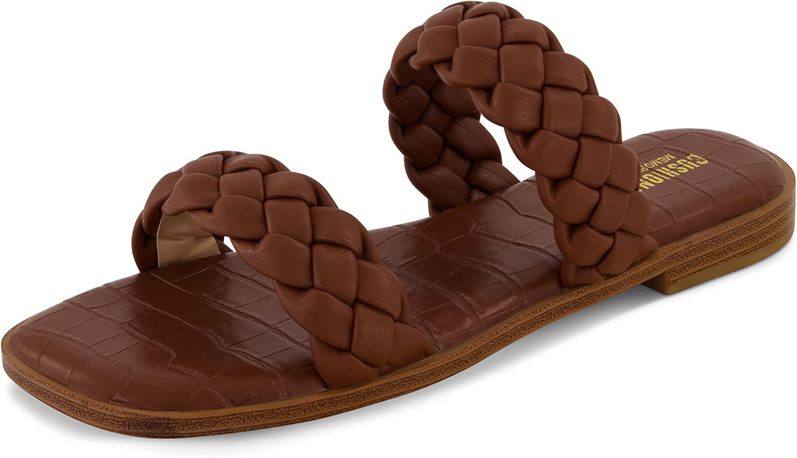 CUSHIONAIRE Women's Vicki braided slide sandal +Memory Foam, Wide Widths Available | Amazon (US)