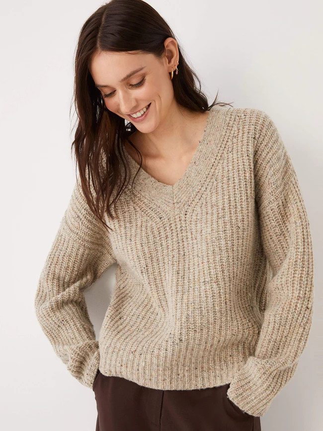 The V-neck Donegal Sweater in Oatmeal | Frank + Oak