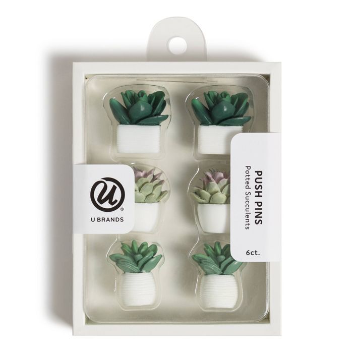 U Brands 6ct Potted Succulent Push Pins | Target