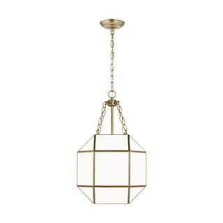 Sea Gull Lighting Morrison 13.5 in. Small 3-Light Satin Brass Octagonal Hanging Pendant With A Sm... | The Home Depot