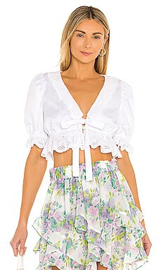 For Love & Lemons Caterina Blouse in White from Revolve.com | Revolve Clothing (Global)