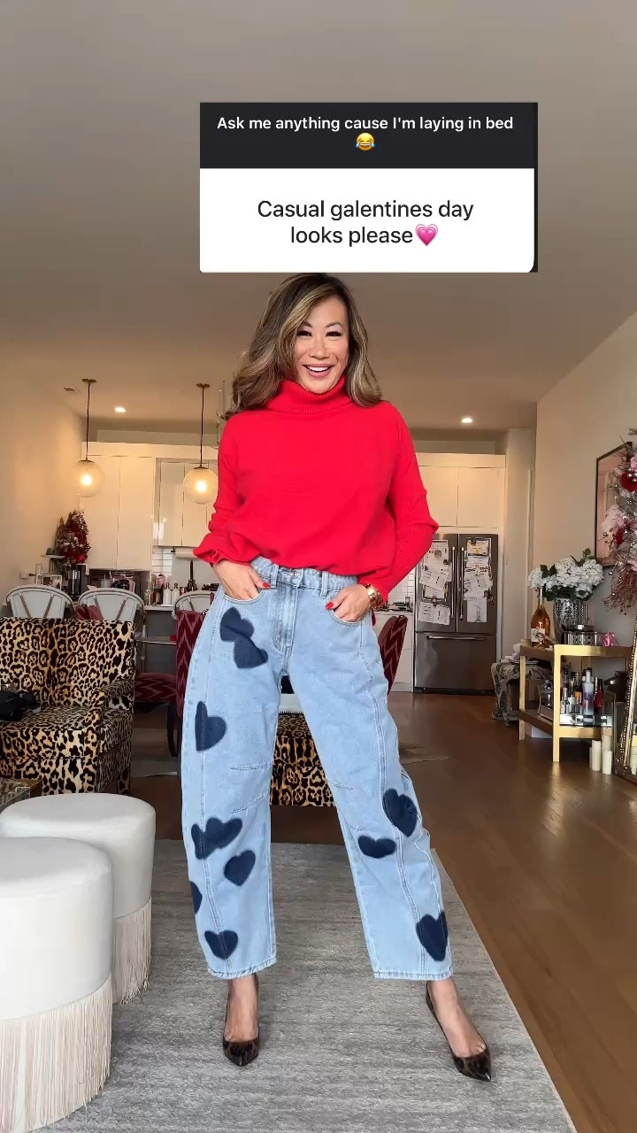 Galentines valentines casual outfits, Amazon fashion, heart denim. Red and pink style, spring style, wearing size small in all  

#LTKStyleTip #LTKFindsUnder50 #LTKSeasonal