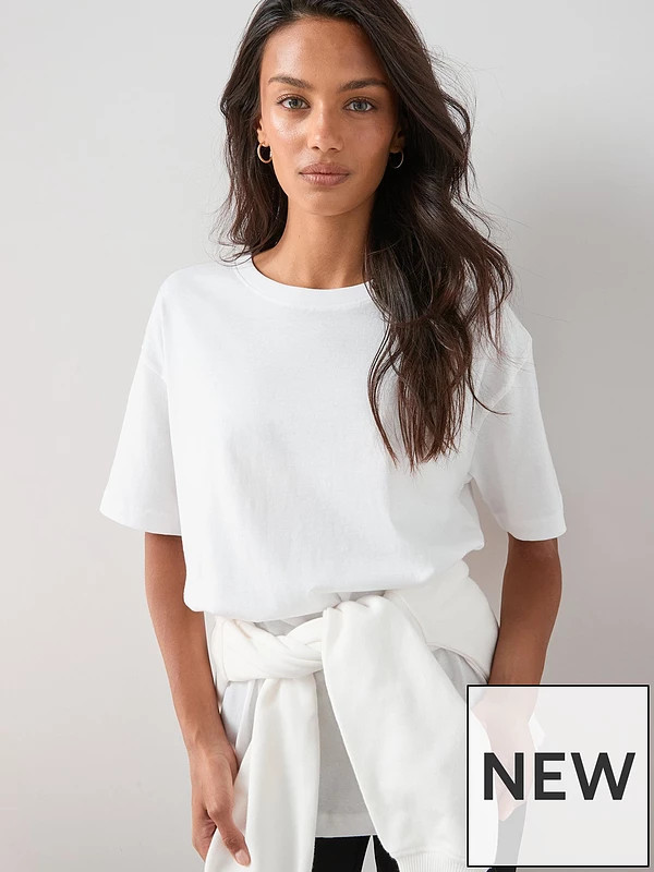 The Very Collection Crew Neck Oversized T-shirt - White | Very (UK)