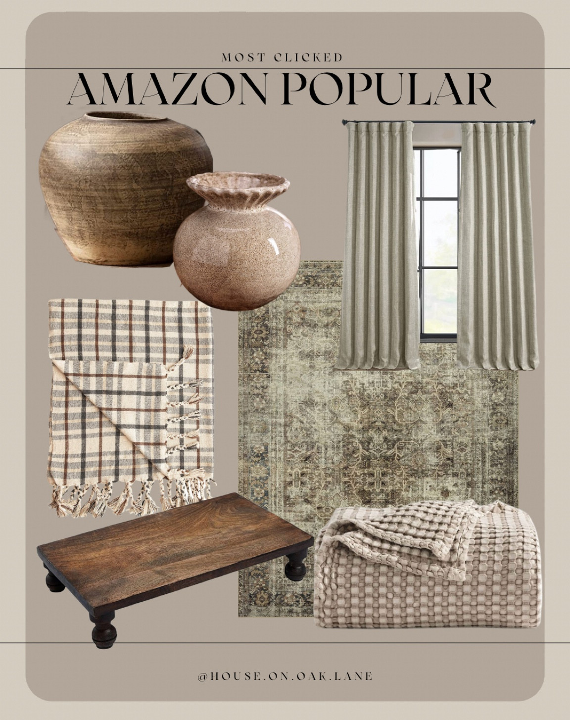 Amazon most popular 

Affordable drapery window treatments Joanna Gaines vintage neutral rug waffle throw blanket plaid tassel kitchen stand dark brown found vase ruffled ceramic 

#LTKunder50 #LTKhome #LTKsalealert