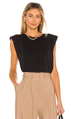 Sanctuary Shoulder Pad Tee in Black from Revolve.com | Revolve Clothing (Global)