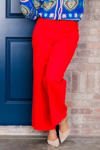 Trina Red Wide Leg Jean | The Willow Tree