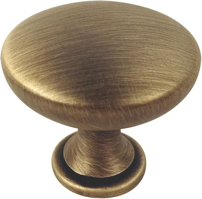 10 Pack - Cosmas 5305BAB Brushed Antique Brass Traditional Round Solid Cabinet Hardware Knob - 1-... | Amazon (US)