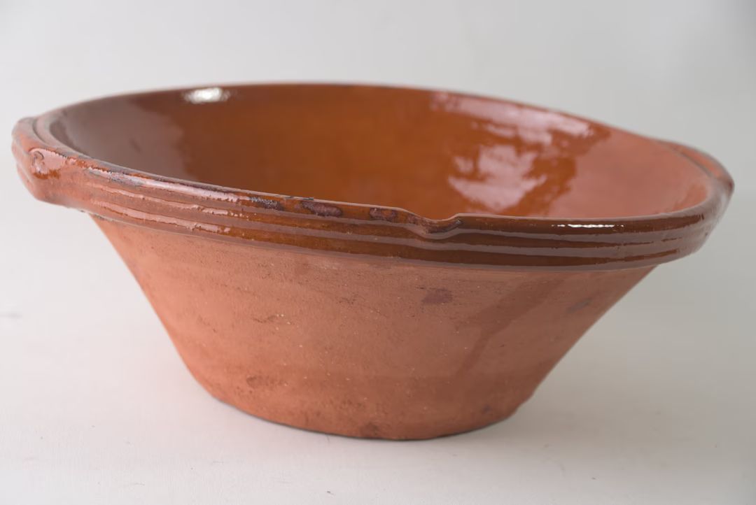 Large Vintage French Terracotta Glazed, Provencal Pottery, Earthenware, Fruit Bowl - Etsy | Etsy (US)