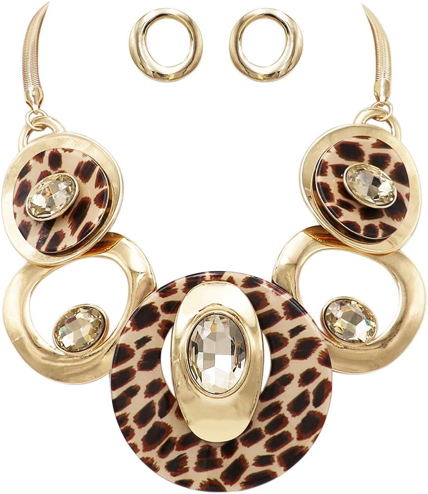 Rosemarie Collections Women's Contemporary Statement Resin Geo Hoop Link With Glass Crystal Rhine... | Amazon (US)