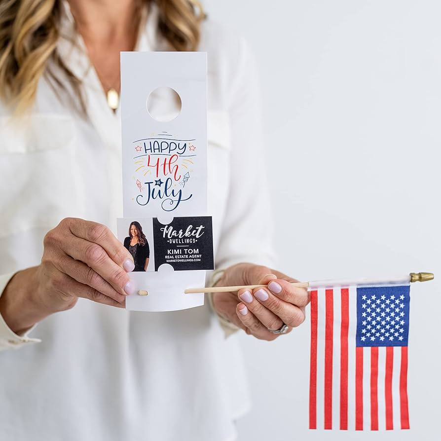 FLAGS NOT INCLUDED | "Happy Fourth of July" | Colorful Real Estate Flag Holder Door Hanger | 3-DH... | Amazon (US)