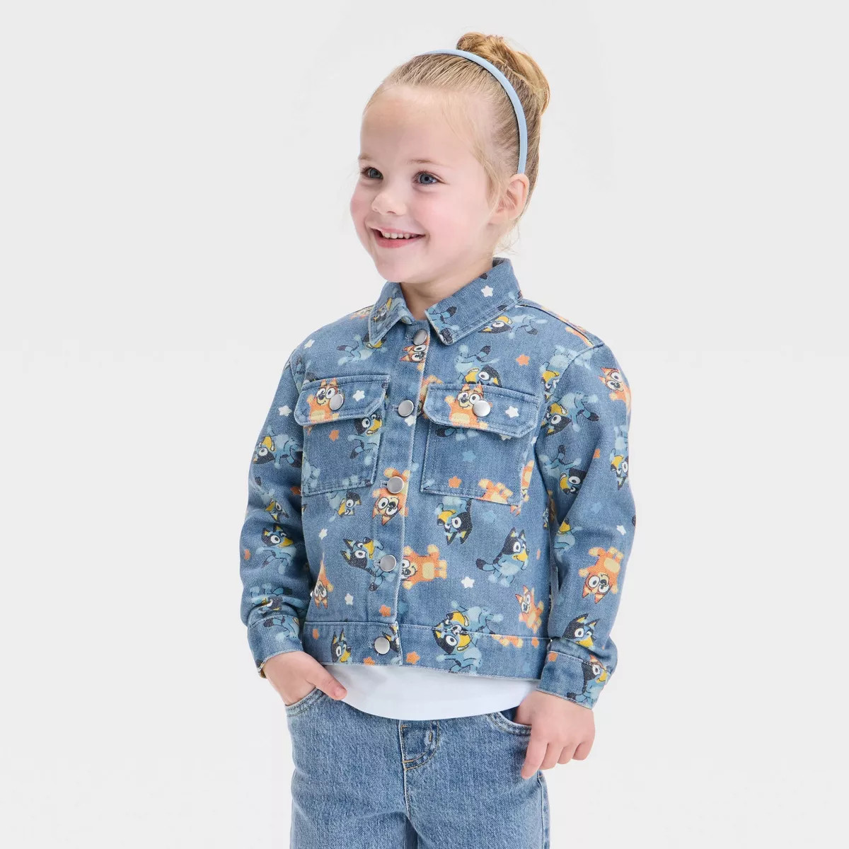 Toddler Girls' Bluey Denim Jacket - Blue | Target