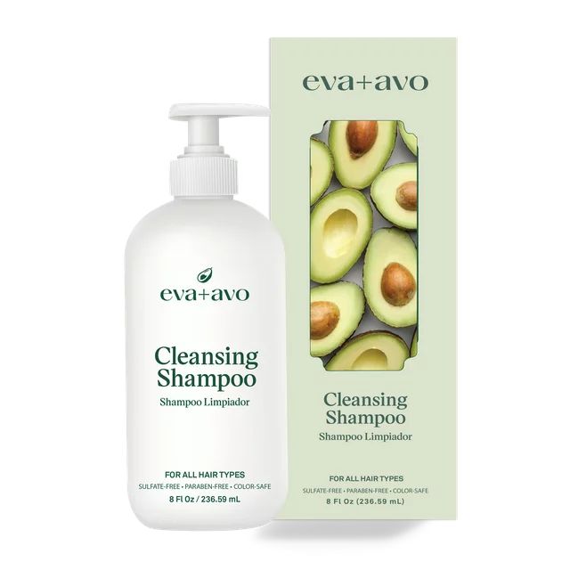 eva+avo Sulfate Free Shampoo with Avocado Oil, All Hair Types, 8 fl oz - Walmart.com | Walmart (US)