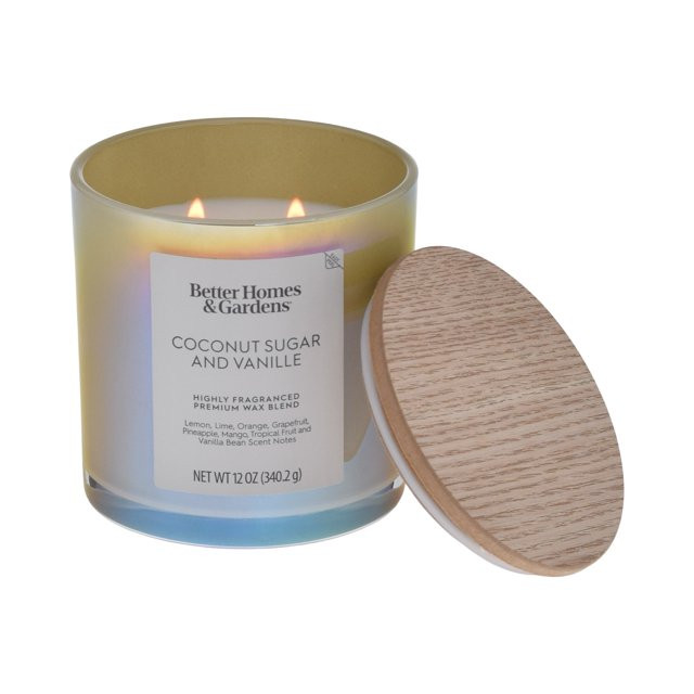 Better Homes & Gardens Coconut Sugar & Vanille Scented 2-Wick 12oz Iridescent Jar Candle | Walmart (US)