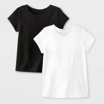 Toddler Girls' 2pk Solid Short Sleeve T-Shirt - Cat & Jack™ Black/White | Target