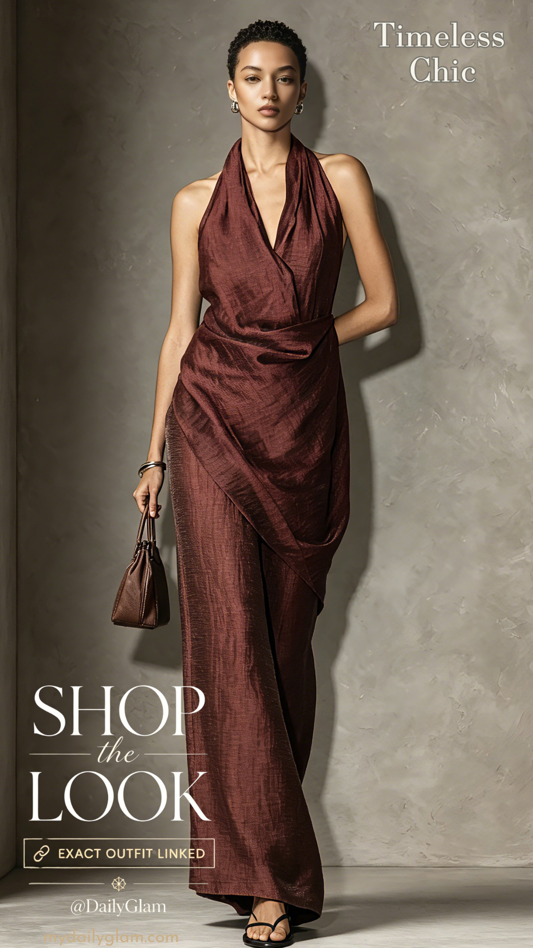 Old Money Burgundy Wrap Formal Gown
#HalterMaxiDress #OldMoneyStyle #DrapedGown #FormalEveningWear #BrownLuxuryDress 

 #LTKootd #LTKOver40 #LTKWorkwear