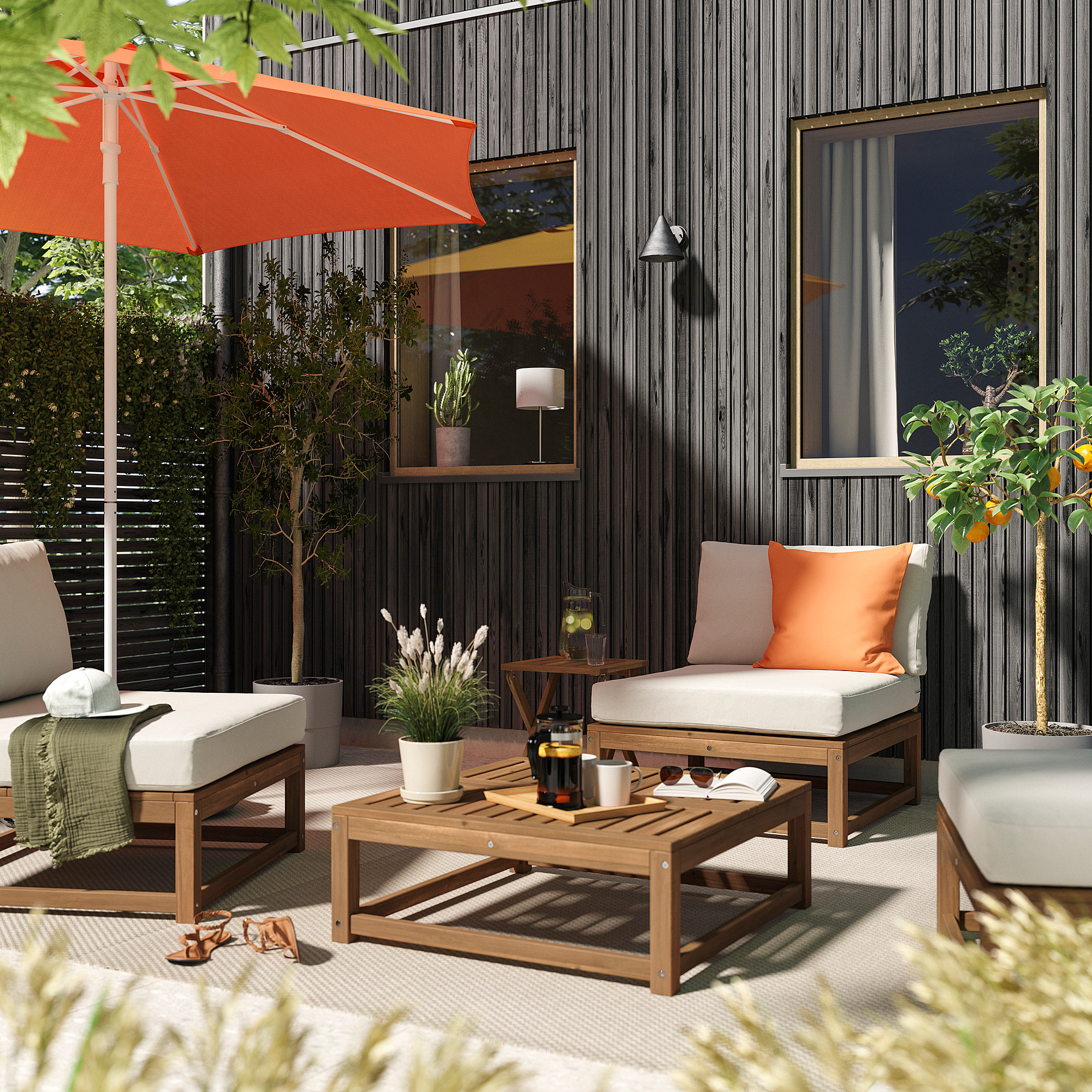 NÄMMARÖ Modular easy chair, outdoor light brown stained/Frösön/Duvholmen beige, 31 7/8 " | IKEA US