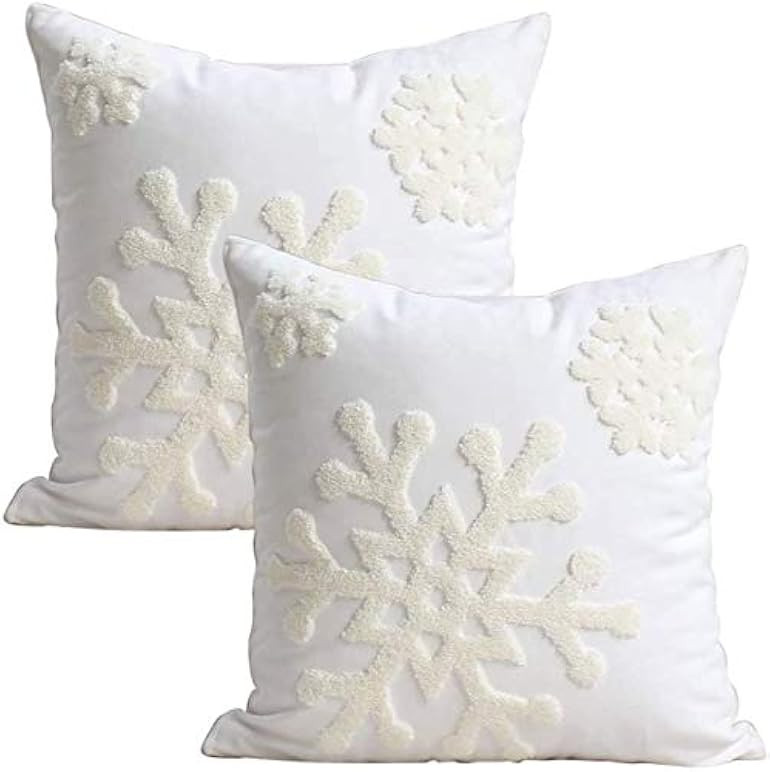 Elife 18x18 Soft Canvas Christmas Winter Snowflake Style Cotton Linen Embroidery Throw Pillows Co... | Amazon (US)