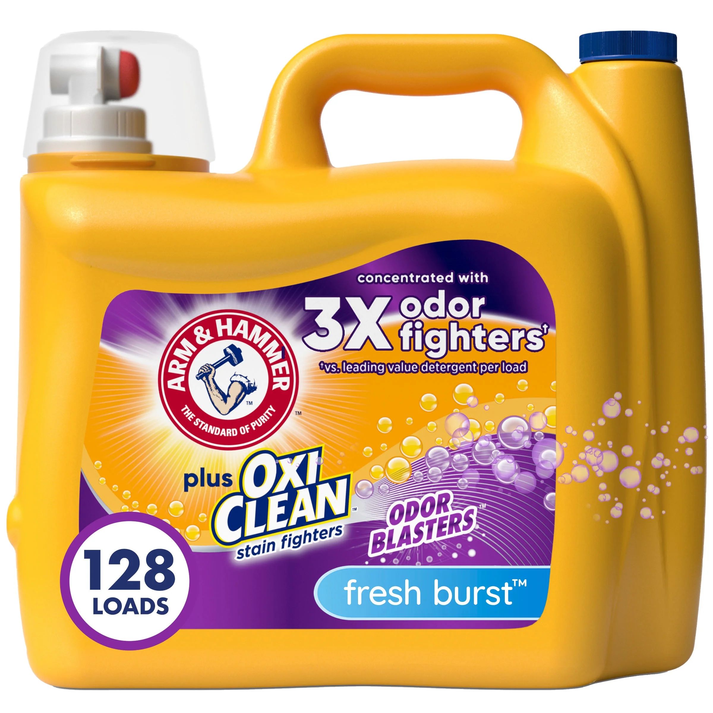 ARM & HAMMER Plus OxiClean Odor Blasters Liquid Laundry Detergent, Fresh Burst, 166.5 fl oz, 128 ... | Walmart (US)