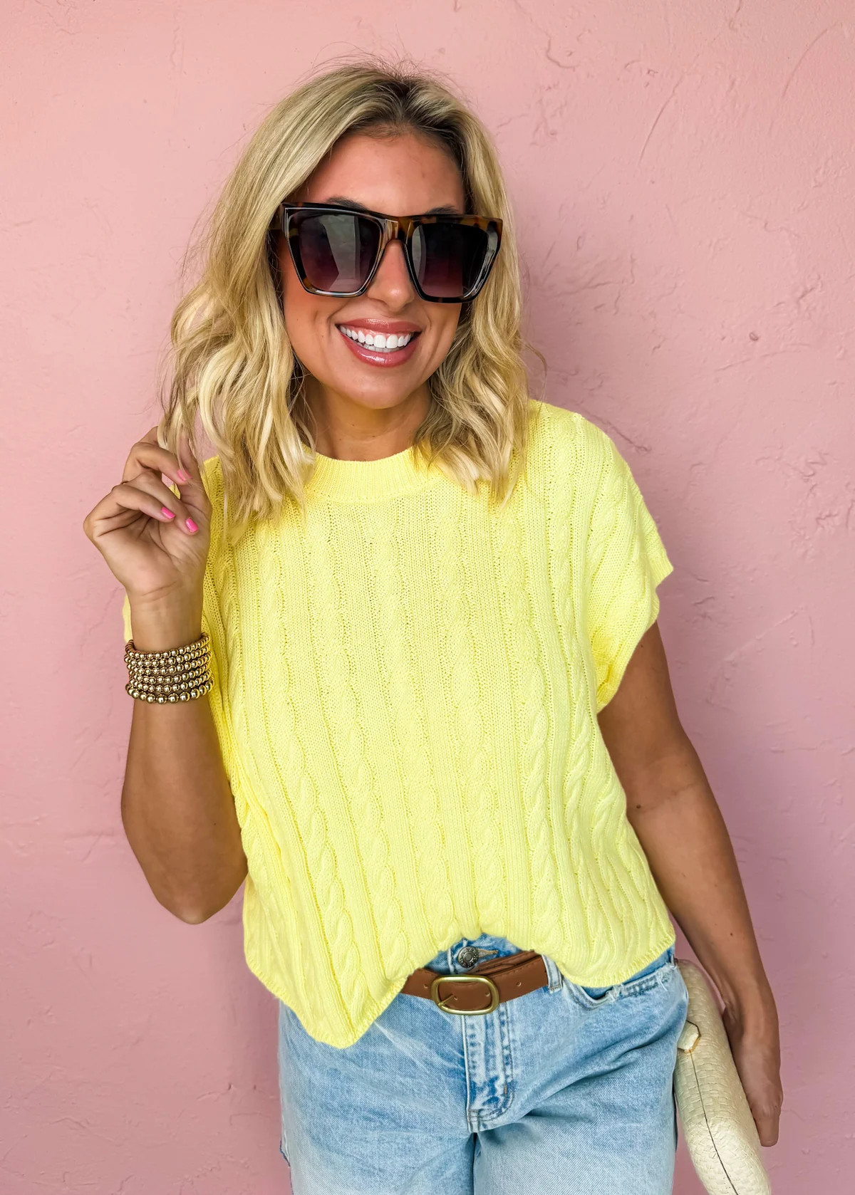 Moving Slowly Cable Knit Sleeveless SweaterLarge | Ruthie Grace