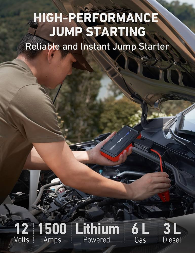 AstroAI S8 Car Battery Jump Starter, 1500A Jump Starter Battery Pack for Up to 6.0L Gas & 3.0L Di... | Amazon (US)