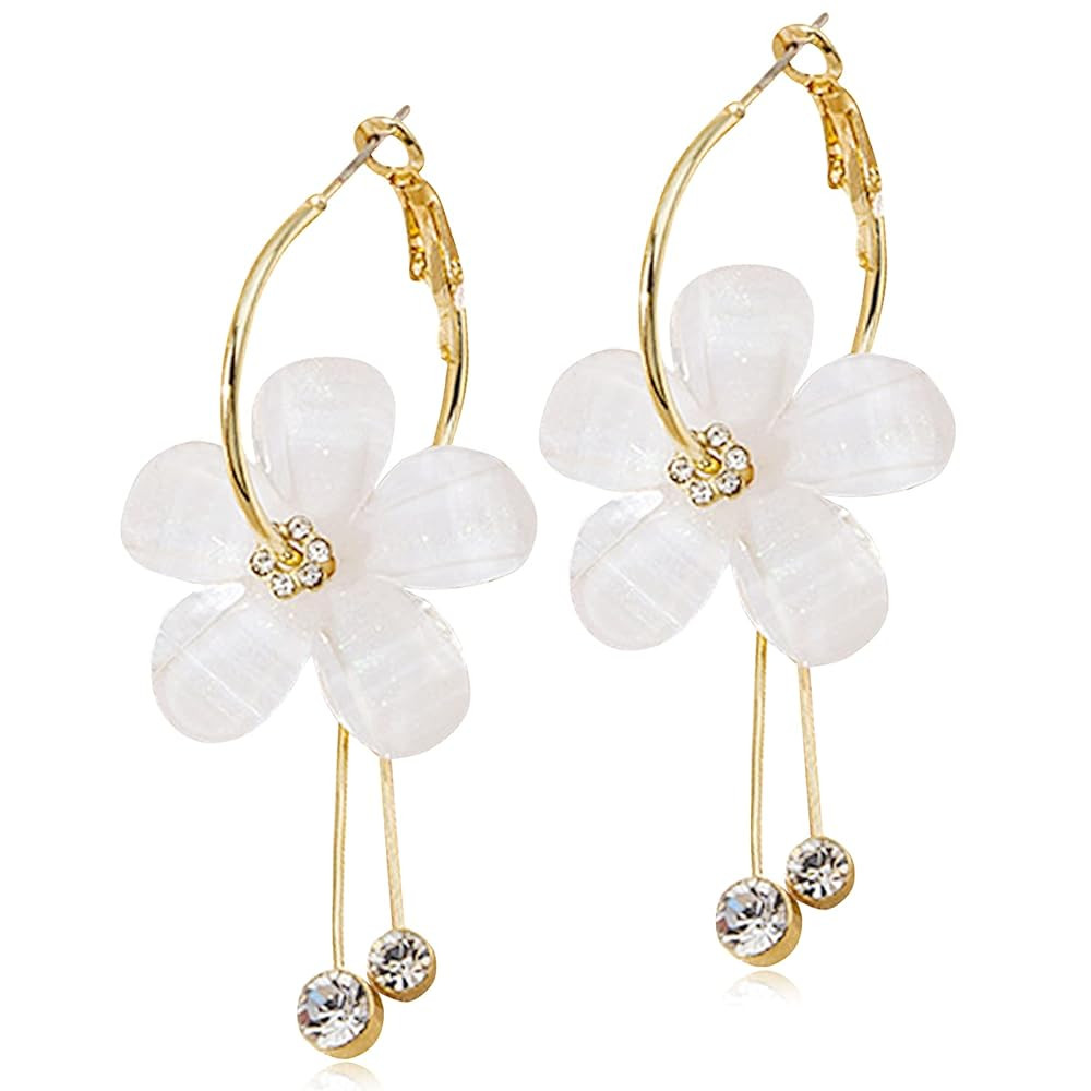 ANDPAI Elegant Romantic Bohemian Crystal Acrylic Rose Flower Dangle Drop Earrings Five Leaves Exa... | Amazon (US)