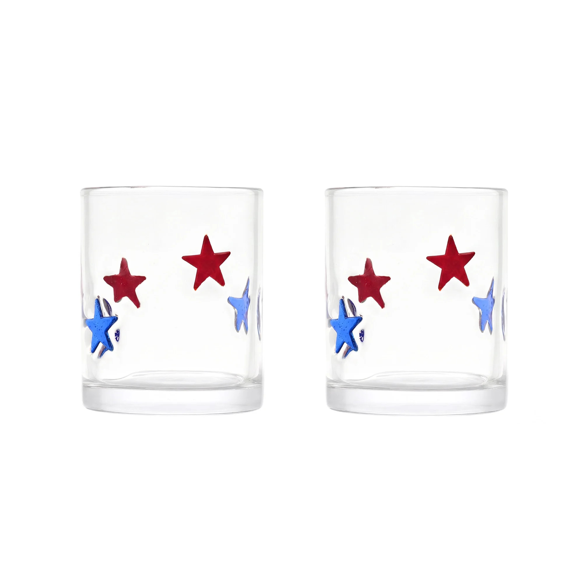 Thyme & Table 12 fl oz Red and Blue Patriotic Stars Charm Drinking Glasses, Set of 2 | Walmart (US)