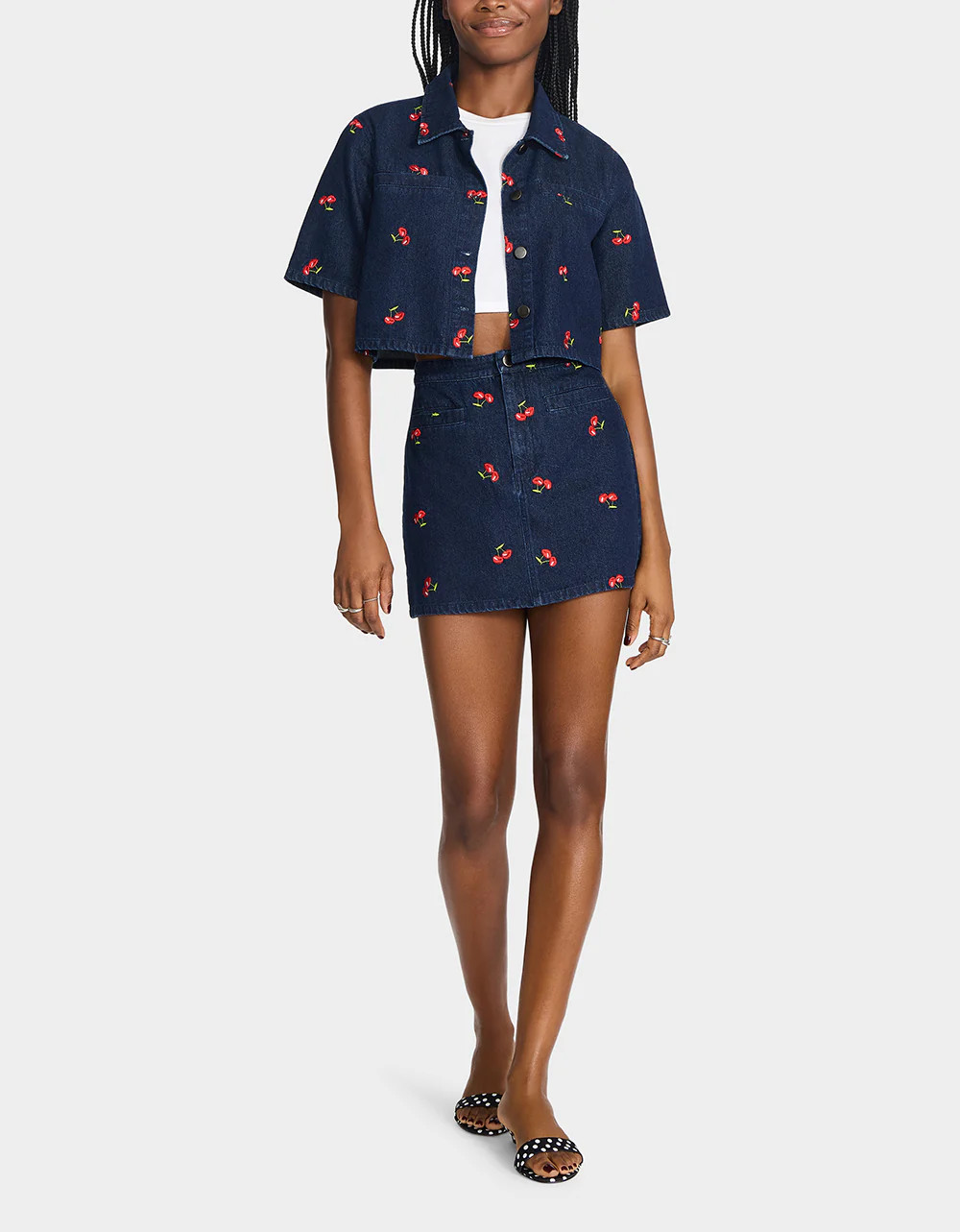 CHERRY ON TOP SKIRT DENIM Women's Denim Mini Skirt | Betsey Johnson