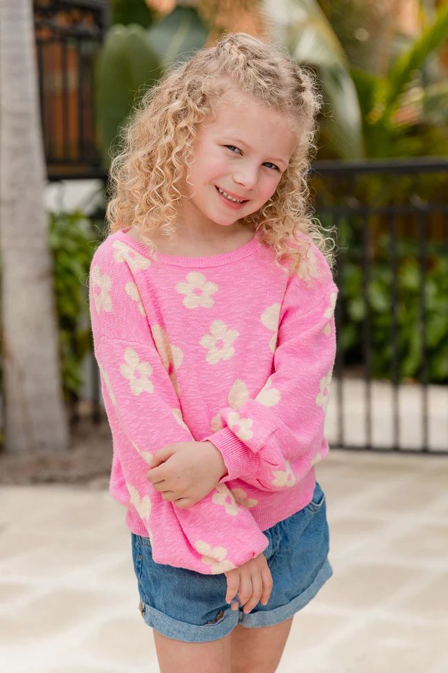 Kid's Spring Fever Pink and Yellow Flower Sweater SALE | Pink Lily
