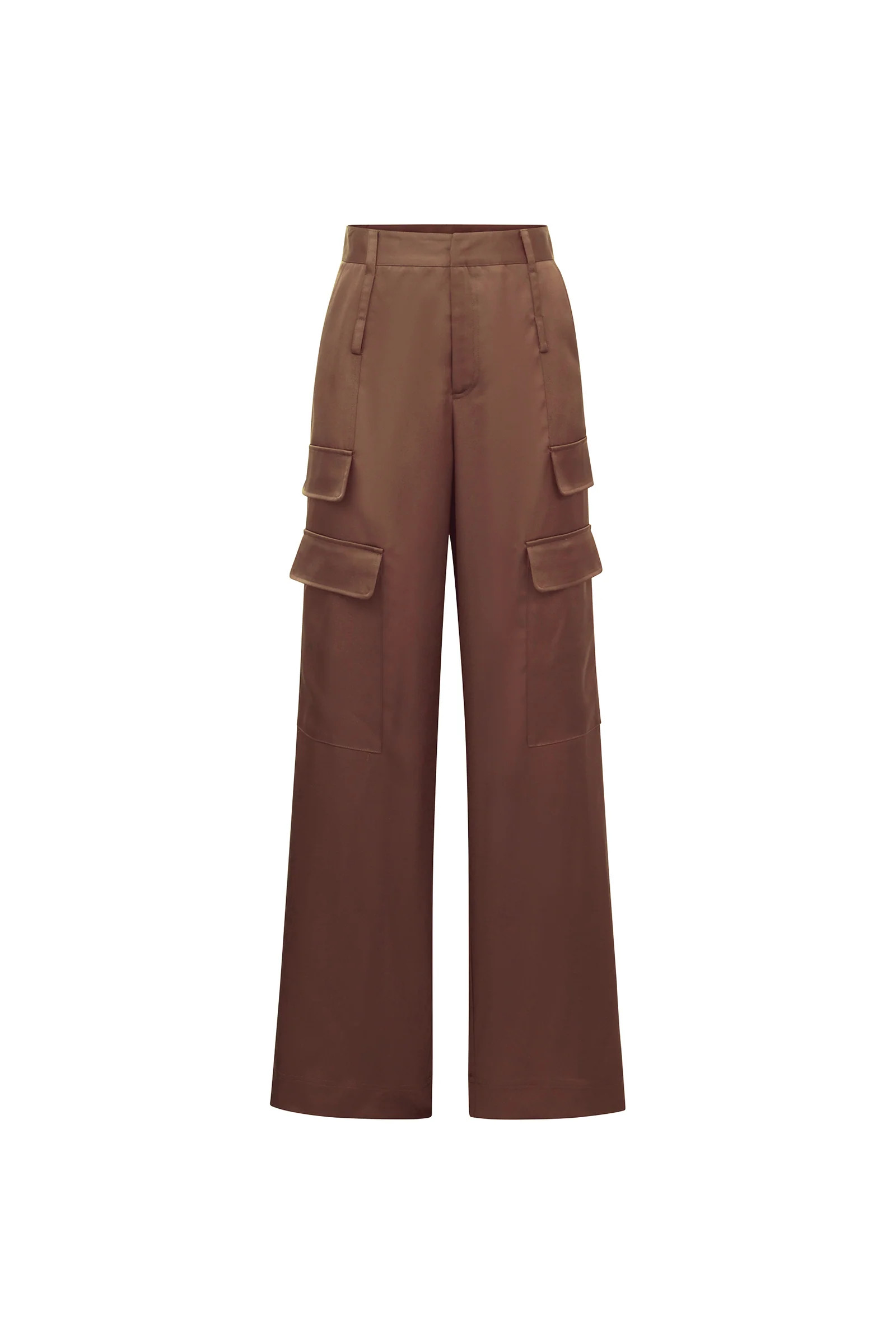 Milan Satin Cargo Pant - Espresso | The Noli Shop
