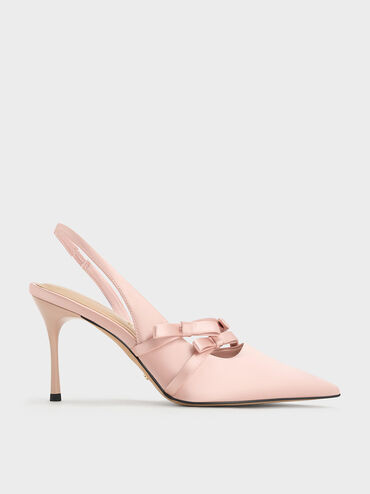 Jessy Recycled Polyester Bow Slingback Pumps
    
         - Pink | Charles & Keith EU