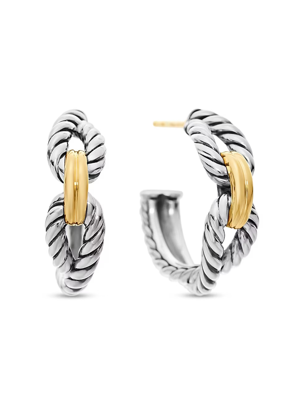 Cable Loop Hoop Earrings With 18K Yellow Gold | Saks Fifth Avenue