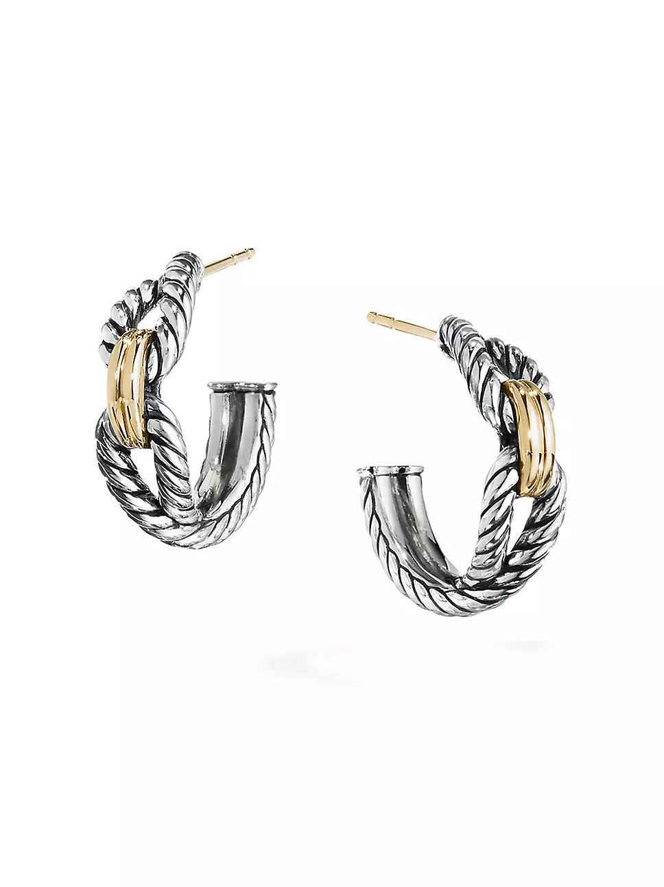 Cable Loop Hoop Earrings With 18K Yellow Gold | Saks Fifth Avenue