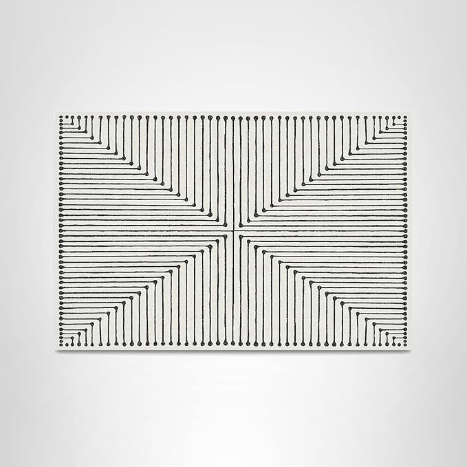 RUGGABLE x Jonathan Adler Machine Washable Modern Area Rug – Inkdrop Black & Ivory 2x3, Stain-R... | Amazon (US)