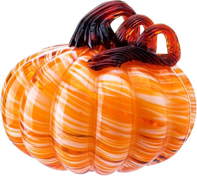 Diamond Star 5.5" Hand-Blown Glass Pumpkin with Stem for Halloween Thanksgiving Fall Harvest Hard... | Amazon (US)