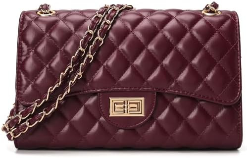Quilted Leather Crossbody Bags for Women Trendy Ladies Shoulder Purse Satchel HandBag with Chain ... | Amazon (US)
