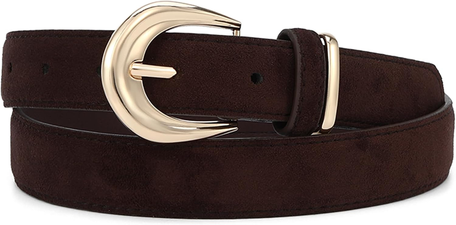Earnda Faux Suede Belts for Women Jeans Dresses Casual Elegant Waist Belt | Amazon (US)