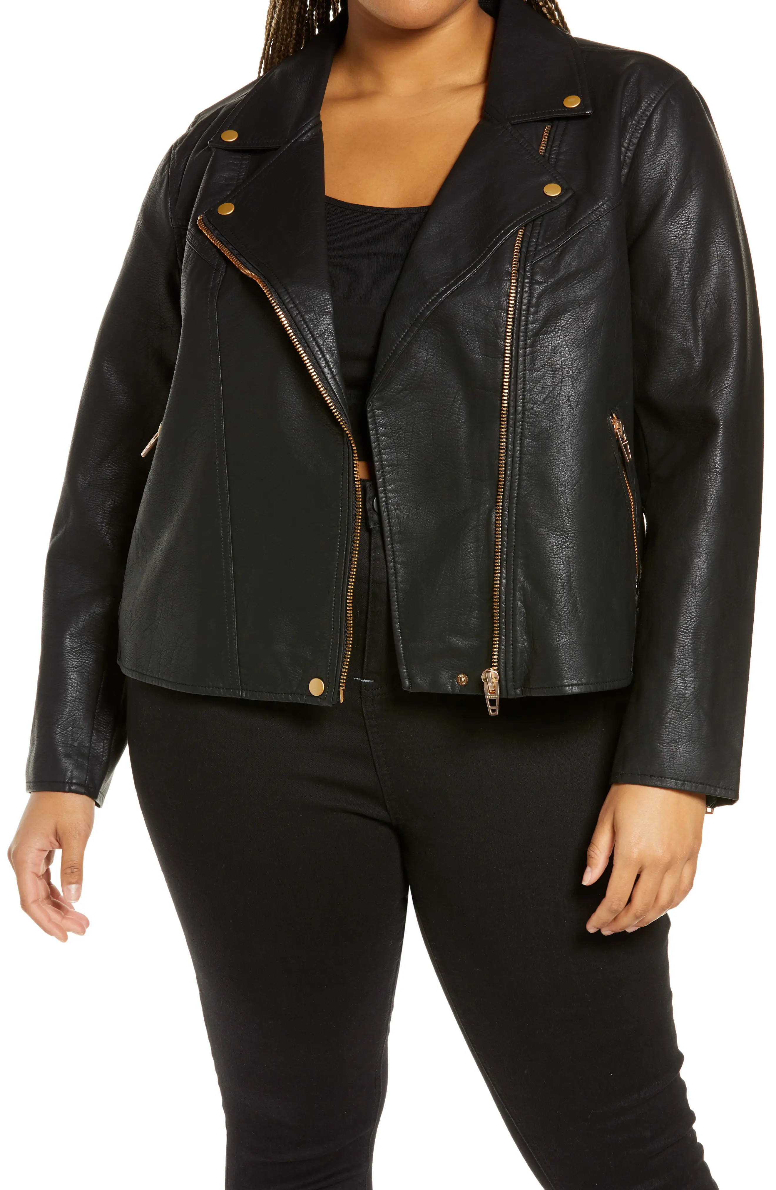 BLANKNYC Lifechanger Faux Leather Moto Jacket in Black at Nordstrom, Size 2X | Nordstrom