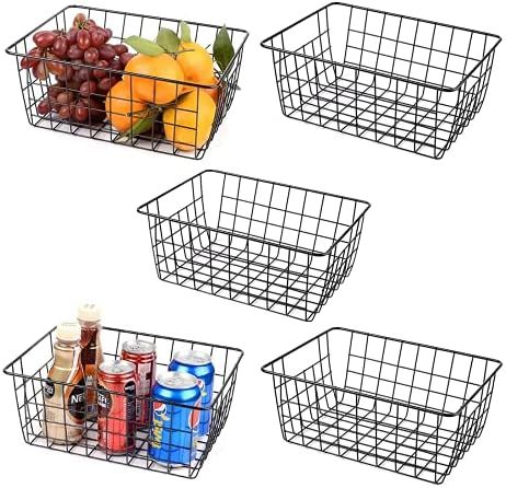 5PCS Wire Storage Baskets, Premium Metal Storage Organizer Basket, Small Size Metal Baskets for H... | Amazon (US)