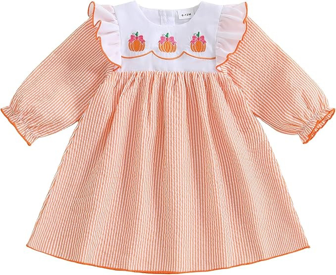 Toddler Baby Girl Halloween Outfit Peter Pan Collar Puff Sleeve Smocked Dress Infant Party Dress ... | Amazon (US)