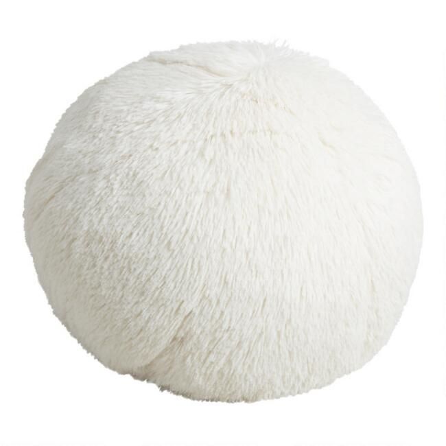 Round White Snowball Throw Pillow | World Market