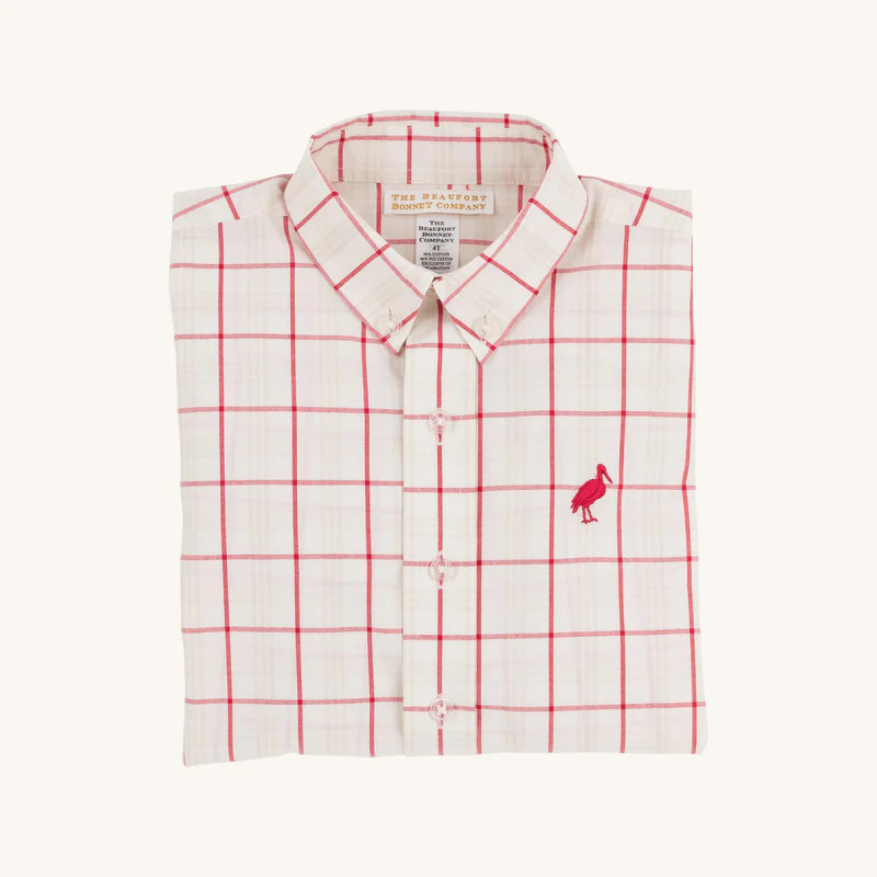 Dean's List Dress Shirt - Richmond Red Mini Gingham with Worth Avenue | The Beaufort Bonnet Company