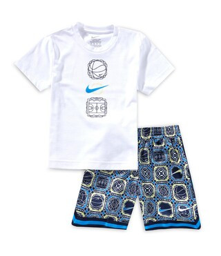 Nike Little Boys 2T-7 Short Sleeve Swoosh/Graphic T-Shirt & Mixed-Media Shorts Set | Dillard's | Dillard's